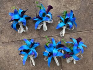 Purple blue orchid corsage, galaxy orchid, boutonniere, wedding corsage, prom - Image 5