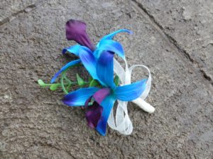 Purple blue orchid corsage, galaxy orchid, boutonniere, wedding corsage, prom - Image 2