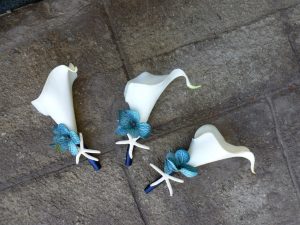 Calla lily boutonnière with starfish, real touch calla lily boutonniere, button hole