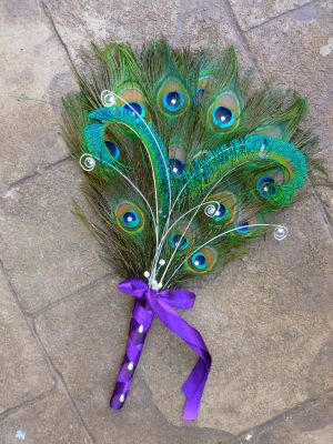 Peacock fan bouquet, peacock bridal bouquet, feather bouquet - Image 3