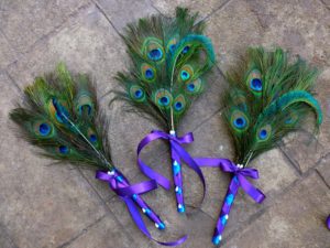 Peacock fan bouquet, small, for bridesmaids, toss bouquet, fan bouquet - Image 3