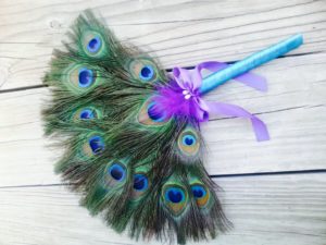 Peacock fan bouquet, for bridesmaids, toss bouquet, fan bouquet, small bridal bouquet - Image 2
