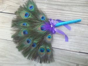 Peacock fan bouquet, for bridesmaids, toss bouquet, fan bouquet, small bridal bouquet - Image 3