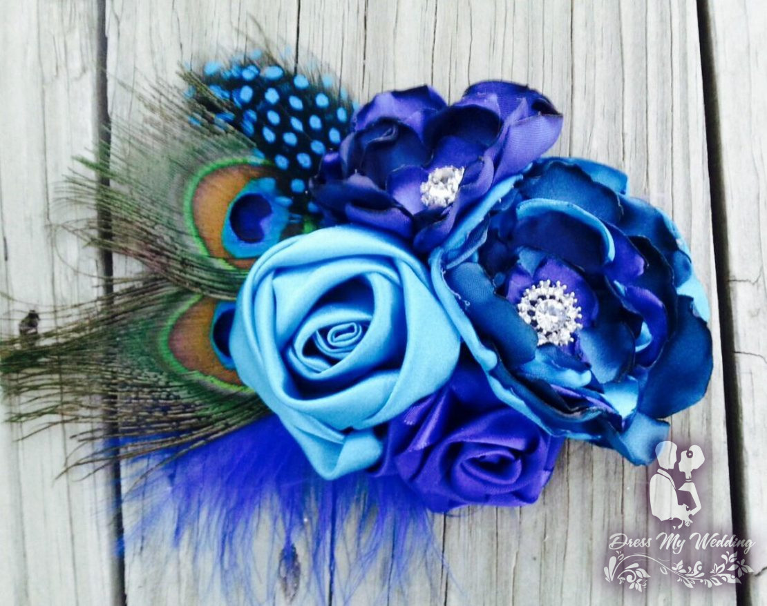 Dress My Wedding Blue, teal, turquoise bridal hair clip, hair comb