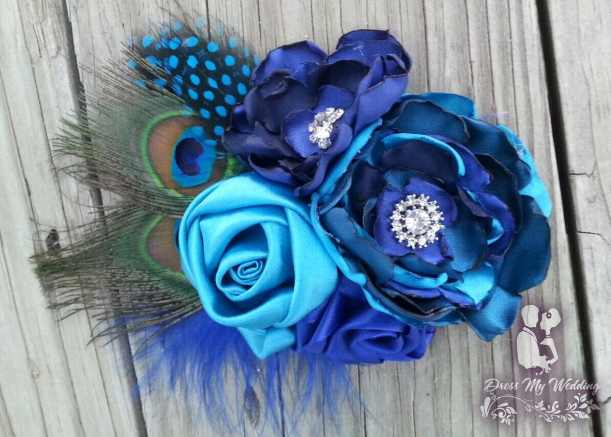 Dress My Wedding Blue Teal Turquoise Bridal Hair Clip