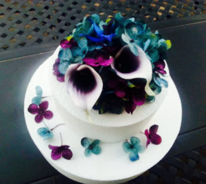 calla lily hydrangea cake topper, Picasso calla, teal hydrangea, wedding cake topper - Image 2
