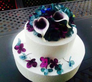 calla lily hydrangea cake topper, Picasso calla, teal hydrangea, wedding cake topper - Image 3