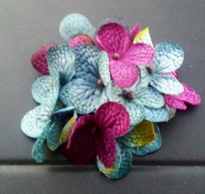 Artificial hydrangea hair clip, champagne, ivory plum hair accessory teal, plum hair clip, customizable - Image 5