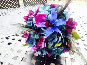 Teal and plum hydrangea bouquet, small bridesmaids bouquet, flower girl - Image 3