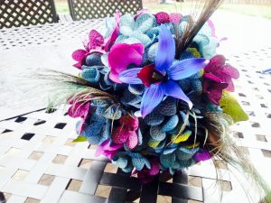 Teal and plum hydrangea bouquet, small bridesmaids bouquet, flower girl - Image 2