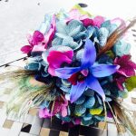 Teal and plum hydrangea bouquet, small bridesmaids bouquet, flower girl
