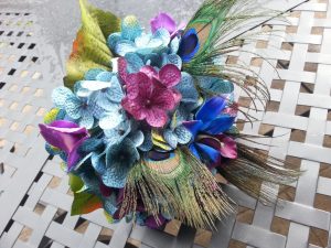 Teal and plum hydrangea bouquet, small bridesmaids bouquet, flower girl - Image 4