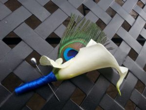 Peacock calla lily boutonniere