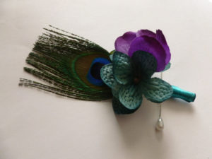 Peacock hydrangea boutonnieres, Customizable - Image 2