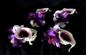 Plum picasso calla lily orchid pearl wristlet, pearl wrist, corsage, purple corsage, eggplant purple calla lily - Image 5