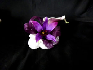 Plum picasso calla lily orchid pearl wristlet, pearl wrist, corsage, purple corsage, eggplant purple calla lily - Image 2