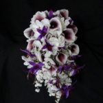 Cascading Plum picasso calla lily hydrangea bouquet