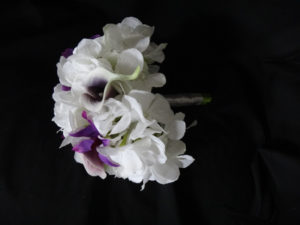 White hydrangea plum picasso calla lily small bridesmaids bouquet, plum orchids - Image 2