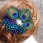 Peacock feather  hair clip "Pearl" bridal hair piece