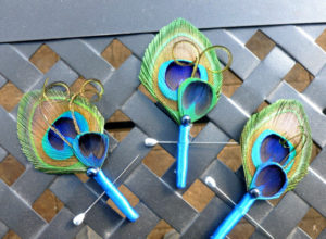 Peacock boutonniere, button hole, corsage, customizable