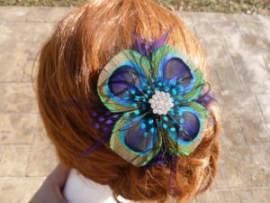 Peacock feather  hair clip "Lisa", bridal hair piece - Image 4