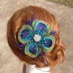 Peacock feather  hair clip "Lisa", bridal hair piece