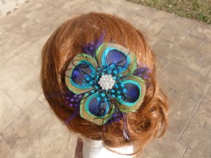 Peacock feather  hair clip "Lisa", bridal hair piece