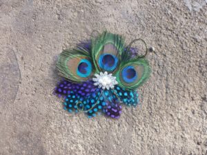 Peacock feather  hair clip "Pearl" bridal hair piece - Image 3