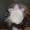 Bridal flower hair clip, with freshwater pearls and feathers - Image 5