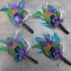 Peacock  feather corsage, teal purple feather corsage - Image 3