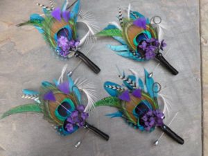 Peacock  feather corsage, teal purple feather corsage - Image 3