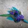 Peacock  feather corsage, teal purple feather corsage - Image 2