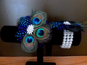 Peacock pearl wrist corsage, Customizable - Image 3