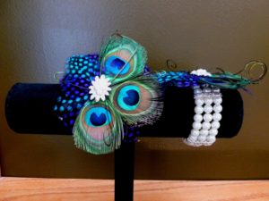 Peacock pearl wrist corsage, Customizable - Image 4