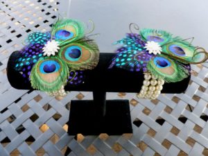 Peacock pearl wrist corsage, Customizable