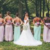 Mint and purple cascading bridal bouquet - Image 2