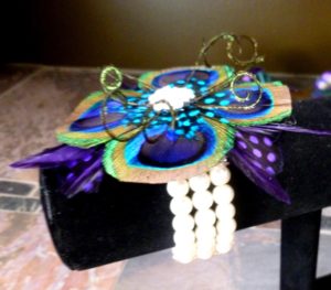Peacock pearl wrist corsage, Customizable - Image 2