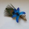 Purple blue orchid peacock boutonniere, dendrobium orchid boutonniere, button hole, galaxy orchid