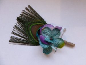 Peacock hydrangea boutonniere with jute, burlap,  rustic country boutonniere Customizable