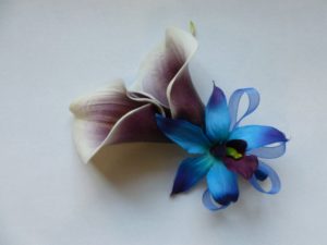 Picasso Calla lily galaxy orchid corsage, real touch calla lilies - Image 2