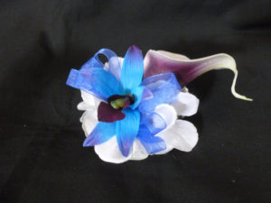 Picasso calla and blue orchid wrist corsage - Image 2