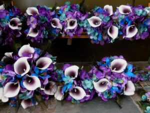 Purple hydrangea and picasso calla lily bouquet, small bridal bouquet, maid of honors or bridesmaids bouquet - Image 3