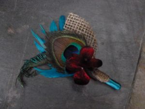 Peacock  boutonniere, burlap rustic country,customizable - Image 2