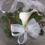 Calla lily wrist corsage, Customize calla lily and ribbon colors