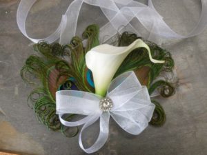 Calla lily wrist corsage, Customize calla lily and ribbon colors - Image 2