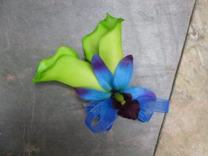 Calla lily galaxy orchid corsage, real touch calla lilies