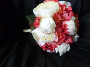 Pink hydrangea peony bridal bouquet, canary yellow and hot pink bouquet, artificial bridal bouquet - Image 5