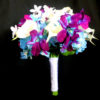 Purple blue galaxy orchid and calla lily bridal bouquet, Stephanotis, turquoise,  purple calla lily bouquet with hydrangeas - Image 5
