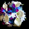 Purple blue galaxy orchid and calla lily bridal bouquet, Stephanotis, turquoise,  purple calla lily bouquet with hydrangeas - Image 3