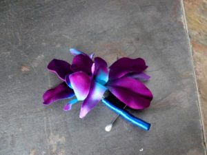 Purple blue orchid corsage, galaxy orchid, boutonniere, wedding corsage, prom